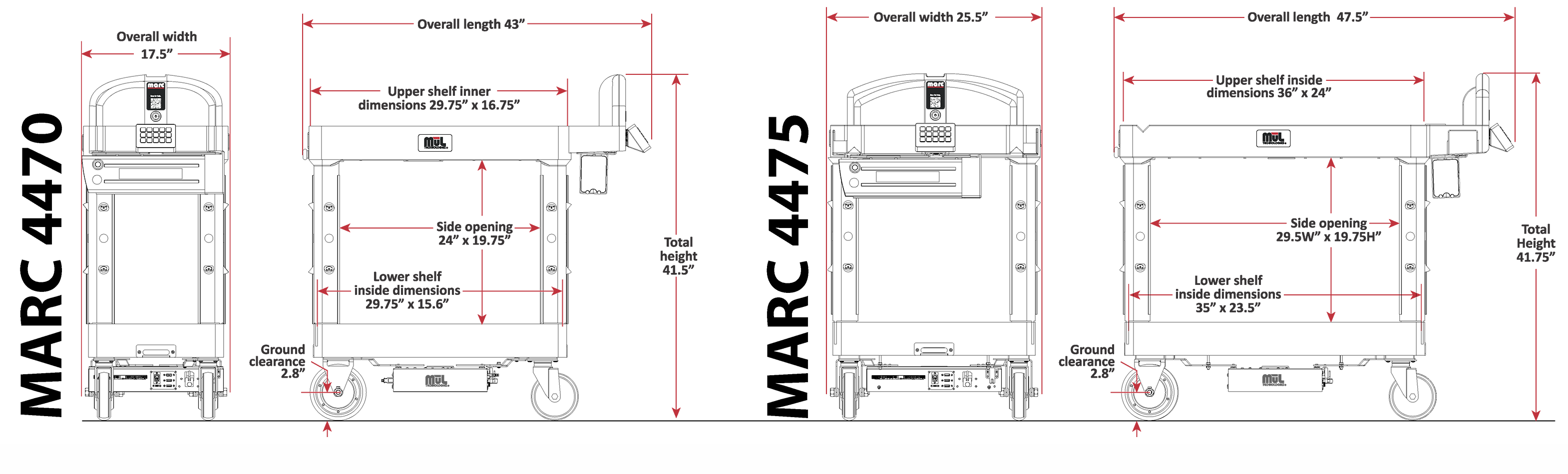 MARC cart dimensions both sizes